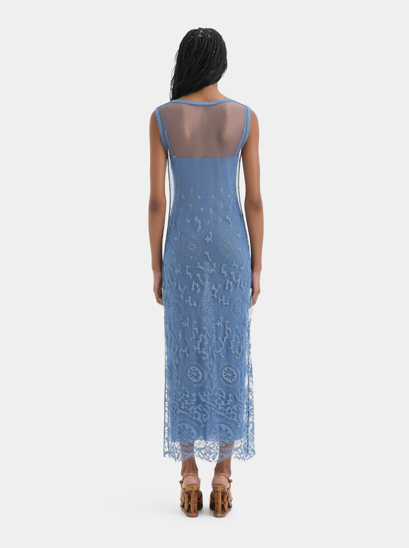 Vestido Maxi Transparente Mujer Bordado Artesanal