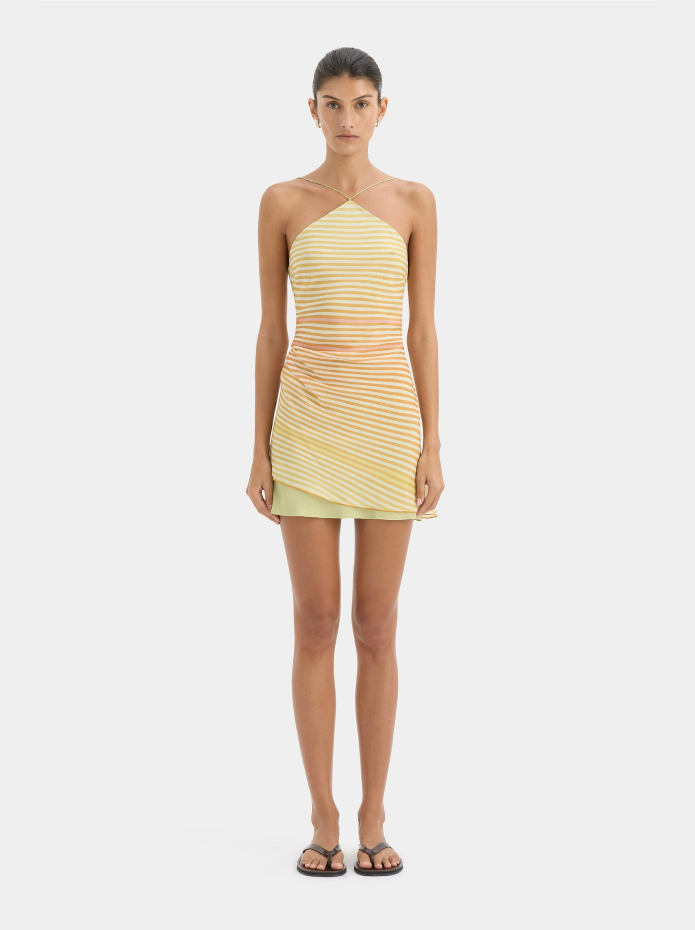 Vestido Mini de Chiffon Mujer Estampado Sorbet Stripe