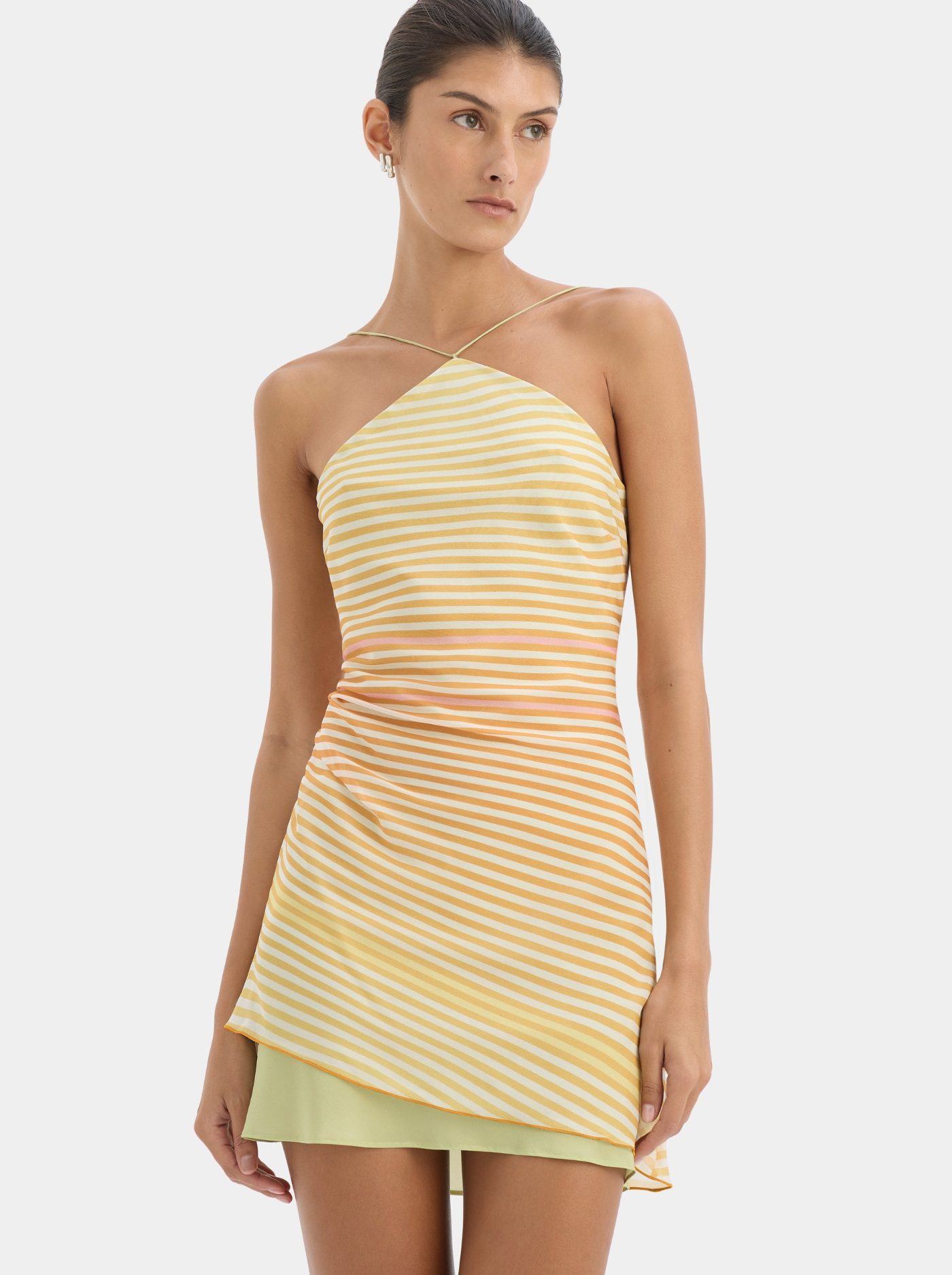 Vestido Mini de Chiffon Mujer Estampado Sorbet Stripe