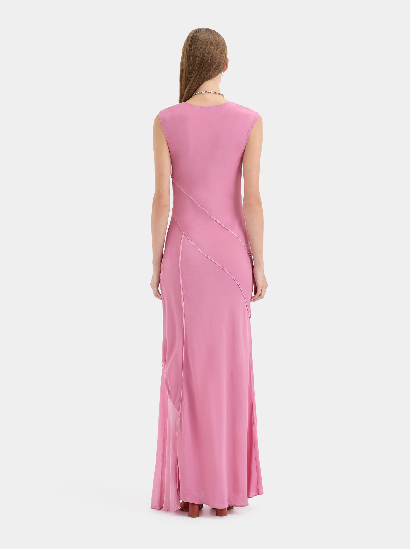 Vestido Largo Fluido Mujer Escote V Profundo
