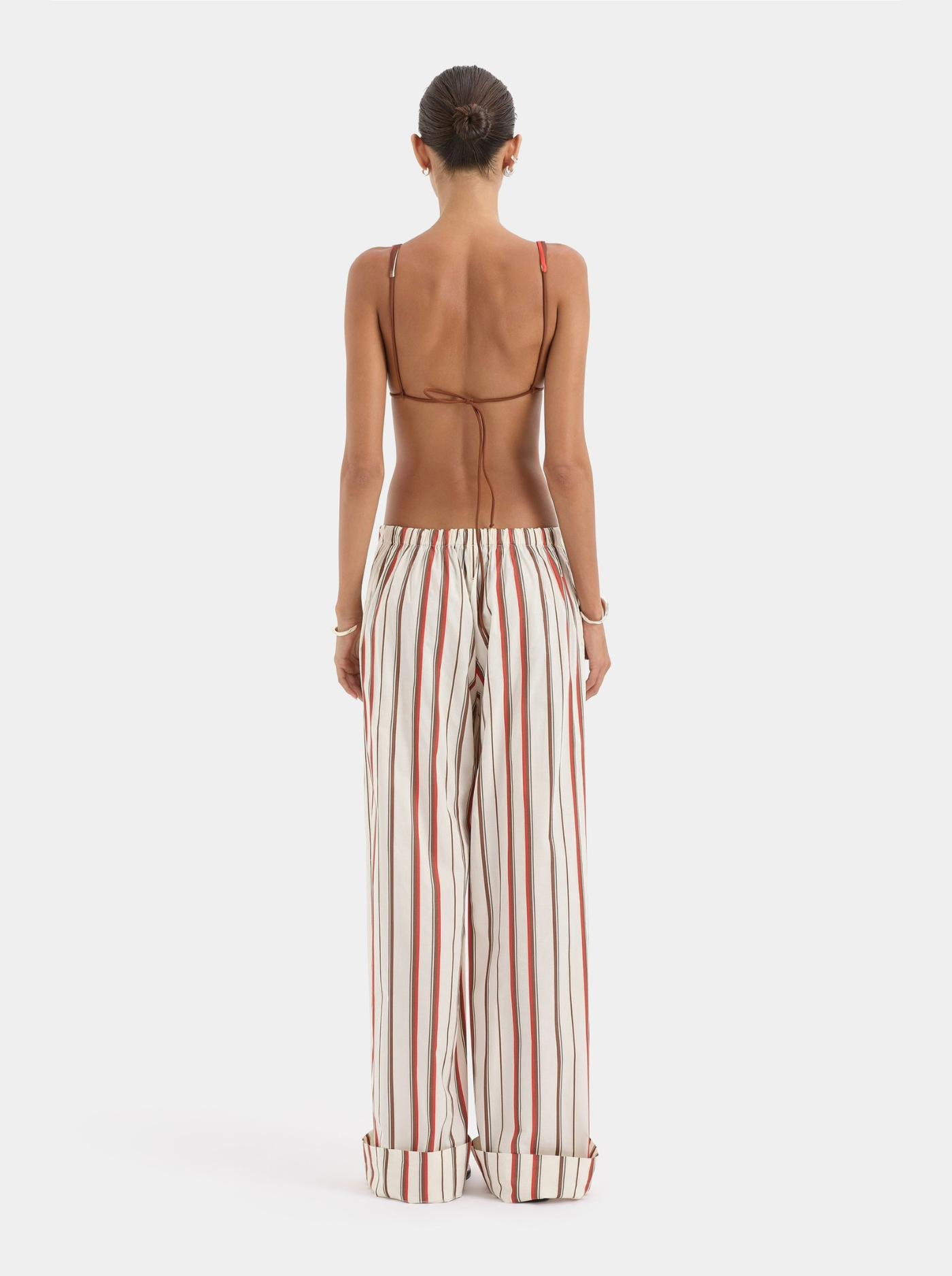 Pantalón Oversize de Rayas Mujer Algodón de Verano