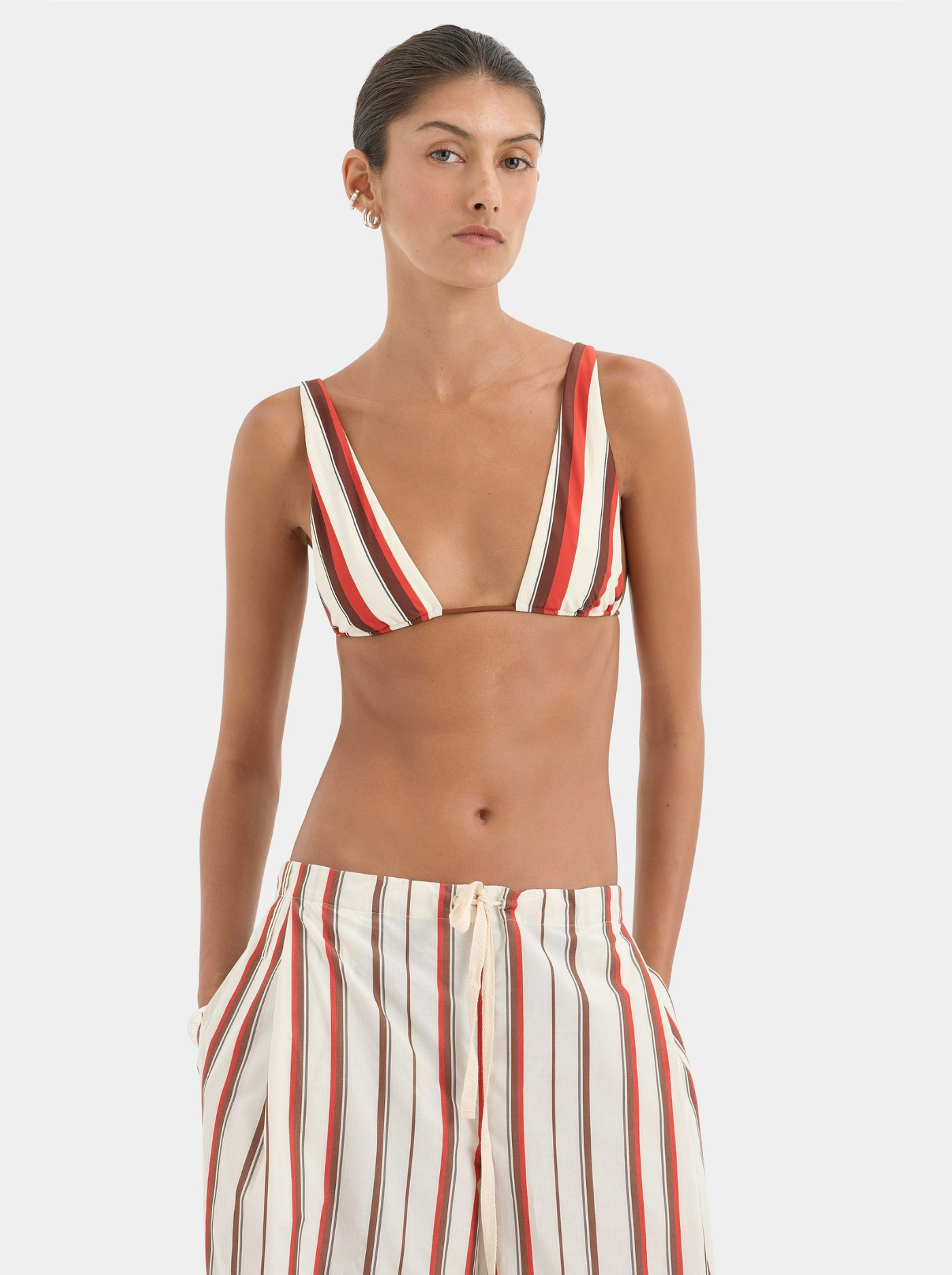 Pantalón Oversize de Rayas Mujer Algodón de Verano
