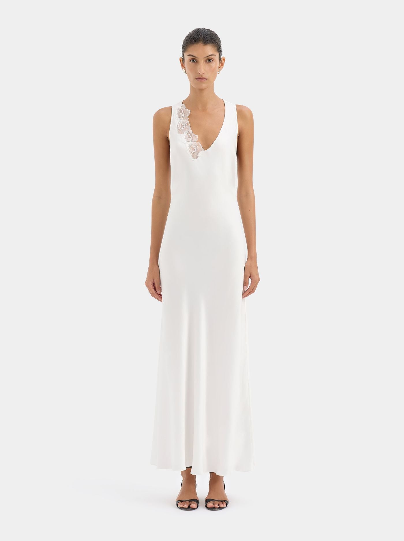 Vestido Largo de Satén Mujer Espalda Racerback