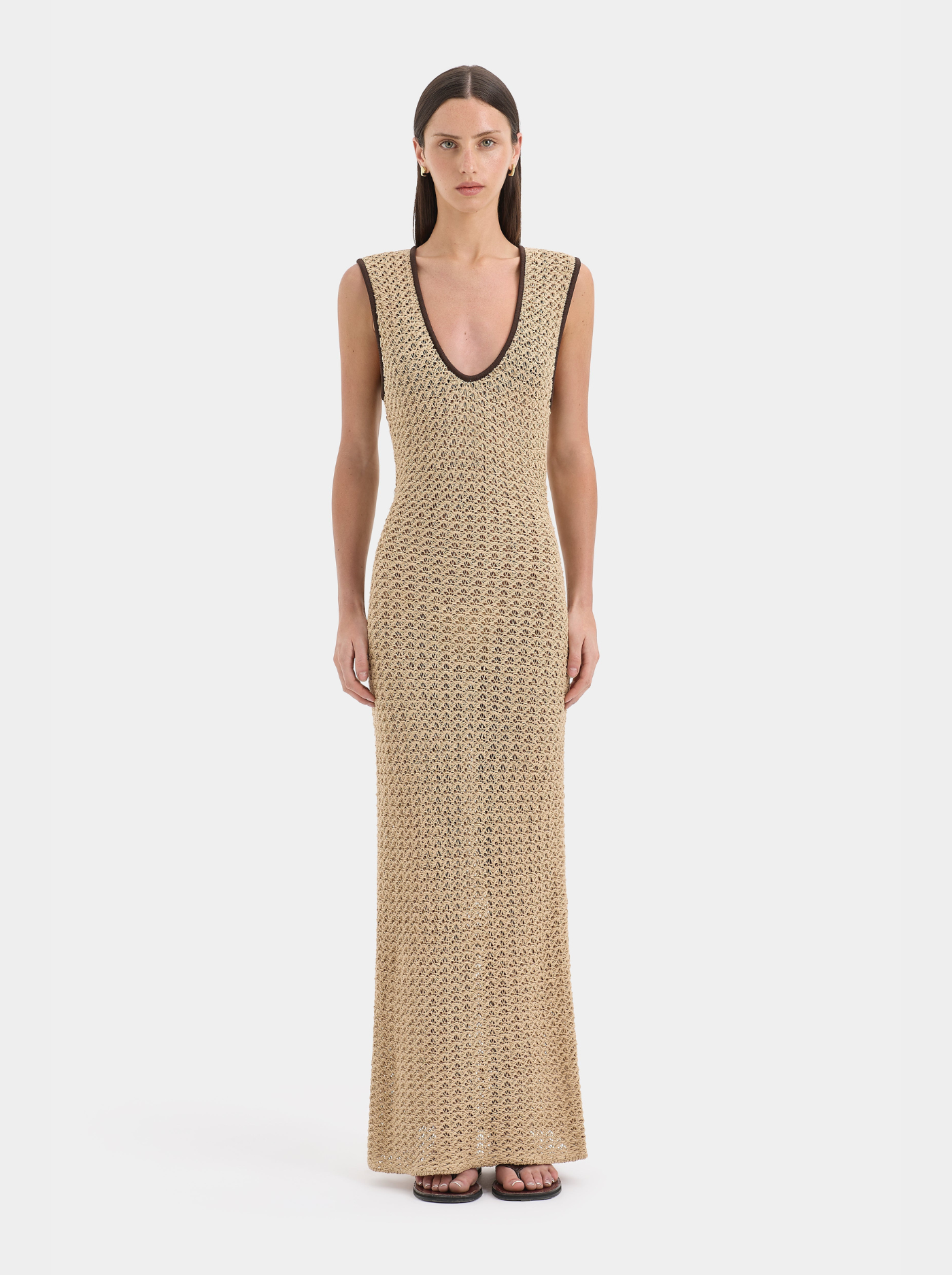 Vestido Largo Lencero Satinado Mujer Espalda Baja