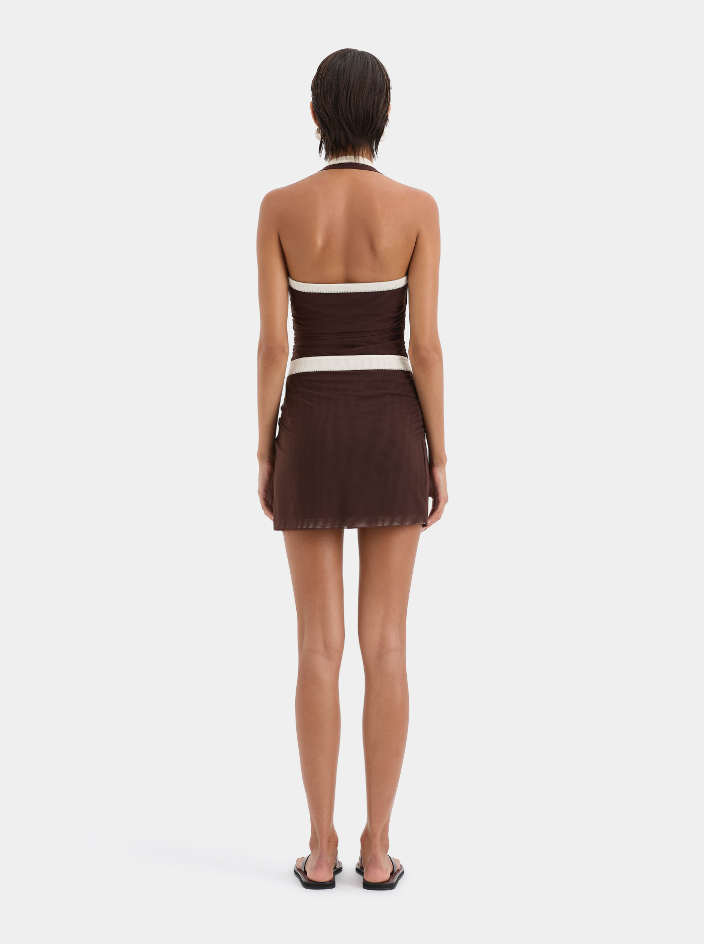 Vestido Mini Halter Mujer Sobrefalda con Lazada