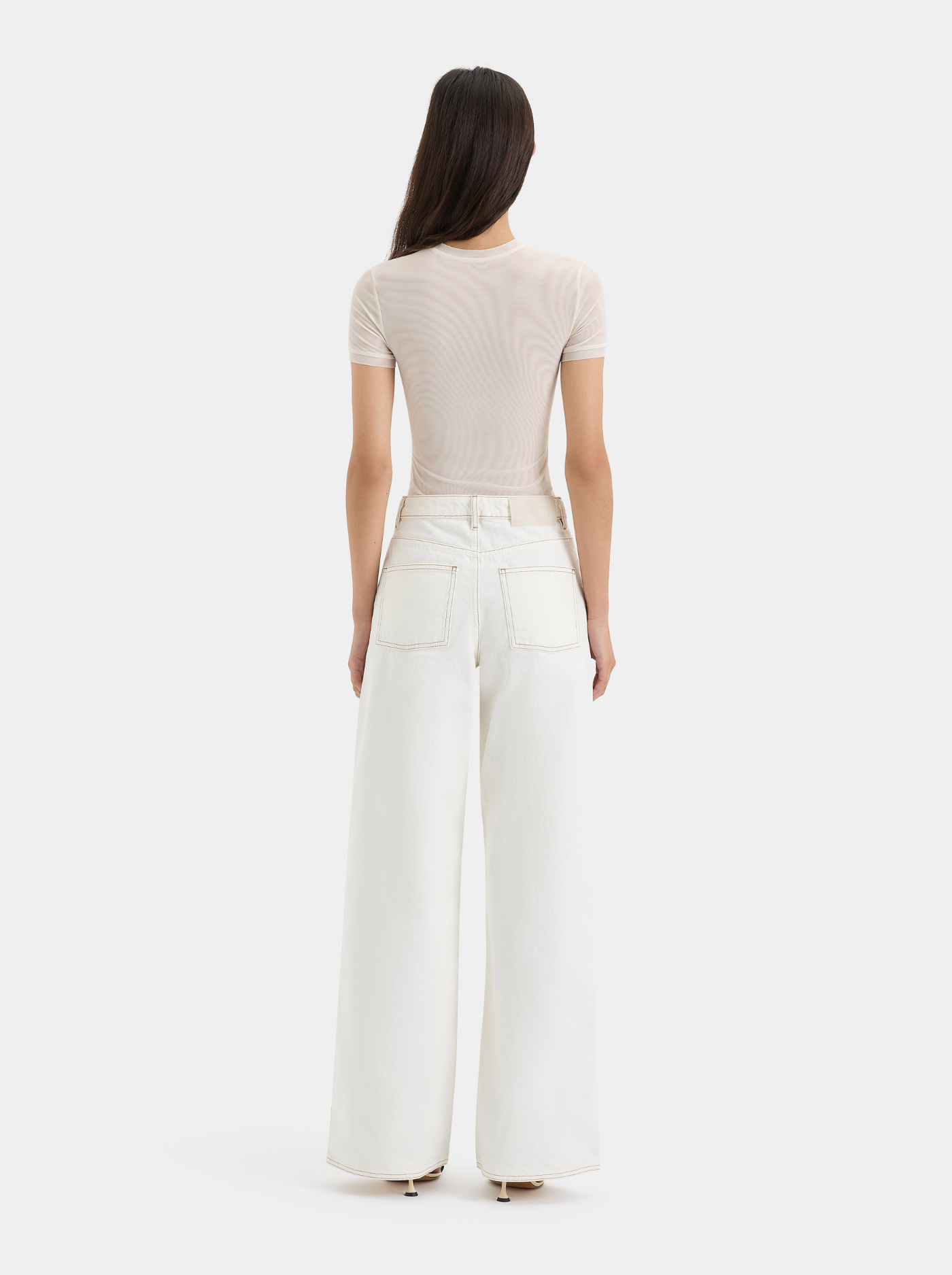 Pantalón Vaquero Ancho Mujer Talle Bajo Denim Rígido