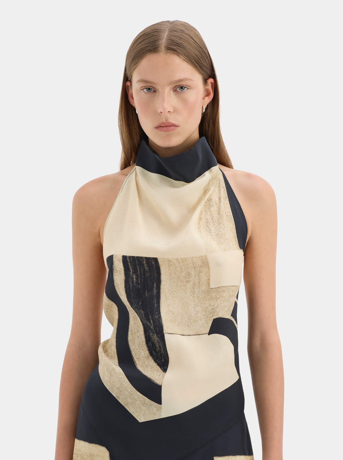 Top Halter de Seda Mujer Bajo Asimétrico