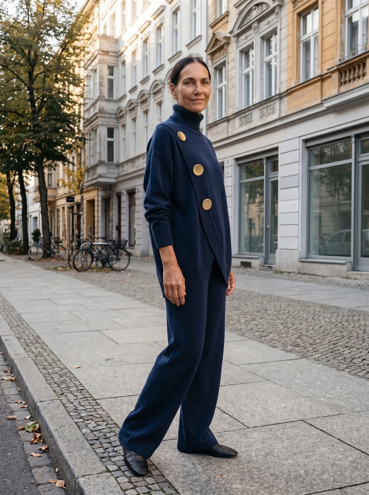 Noa | Conjunto de punto con jersey de cuello alto y pantalón ancho
