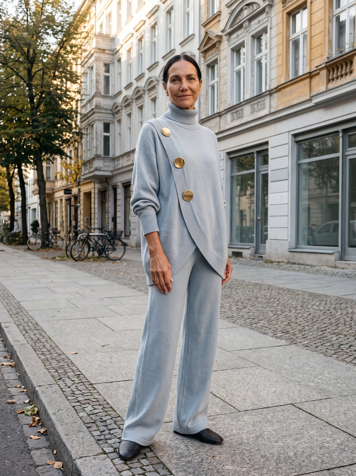 Noa | Conjunto de punto con jersey de cuello alto y pantalón ancho