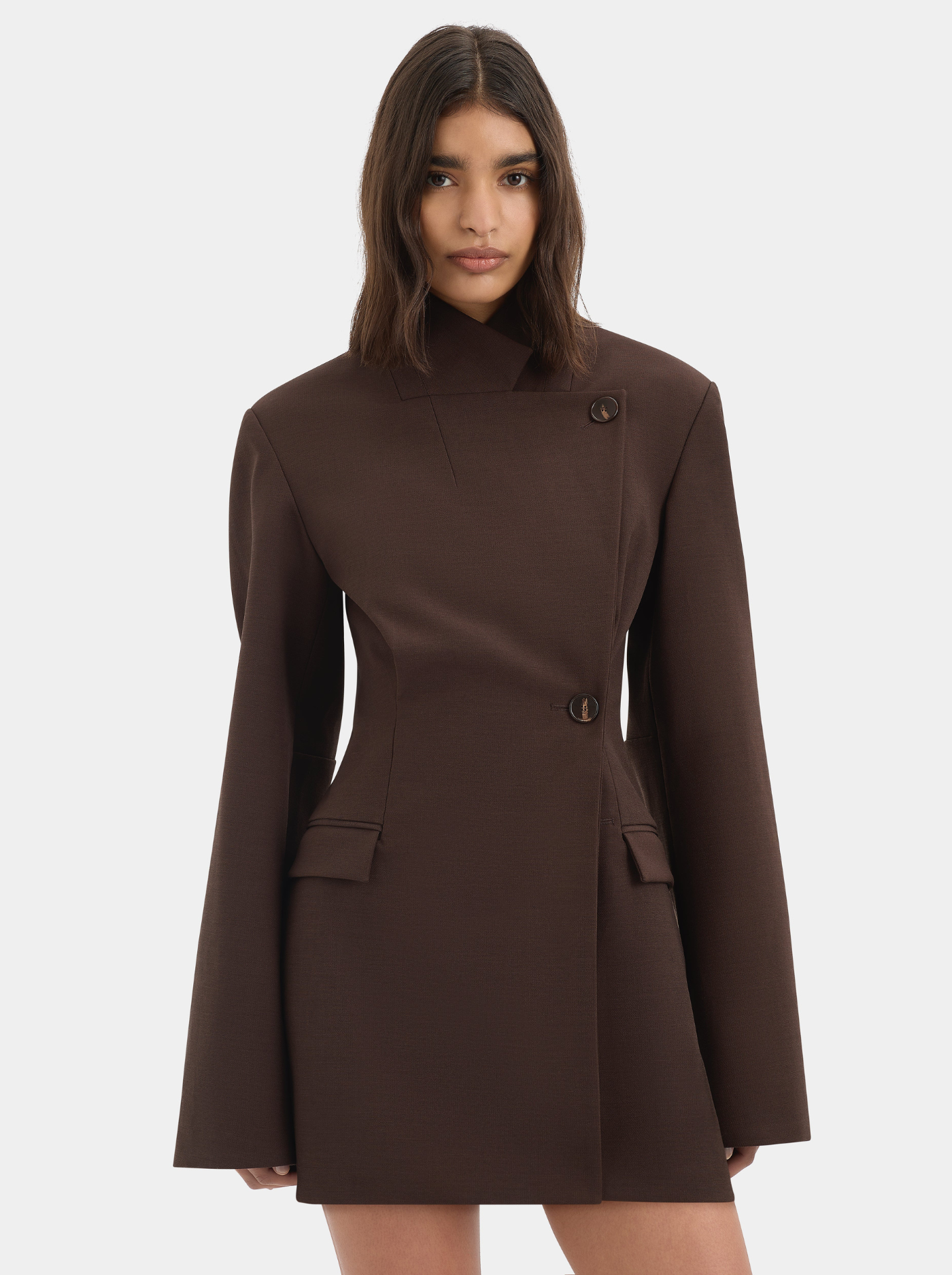 Vestido Mini Estructurado Mujer Mangas Balloon