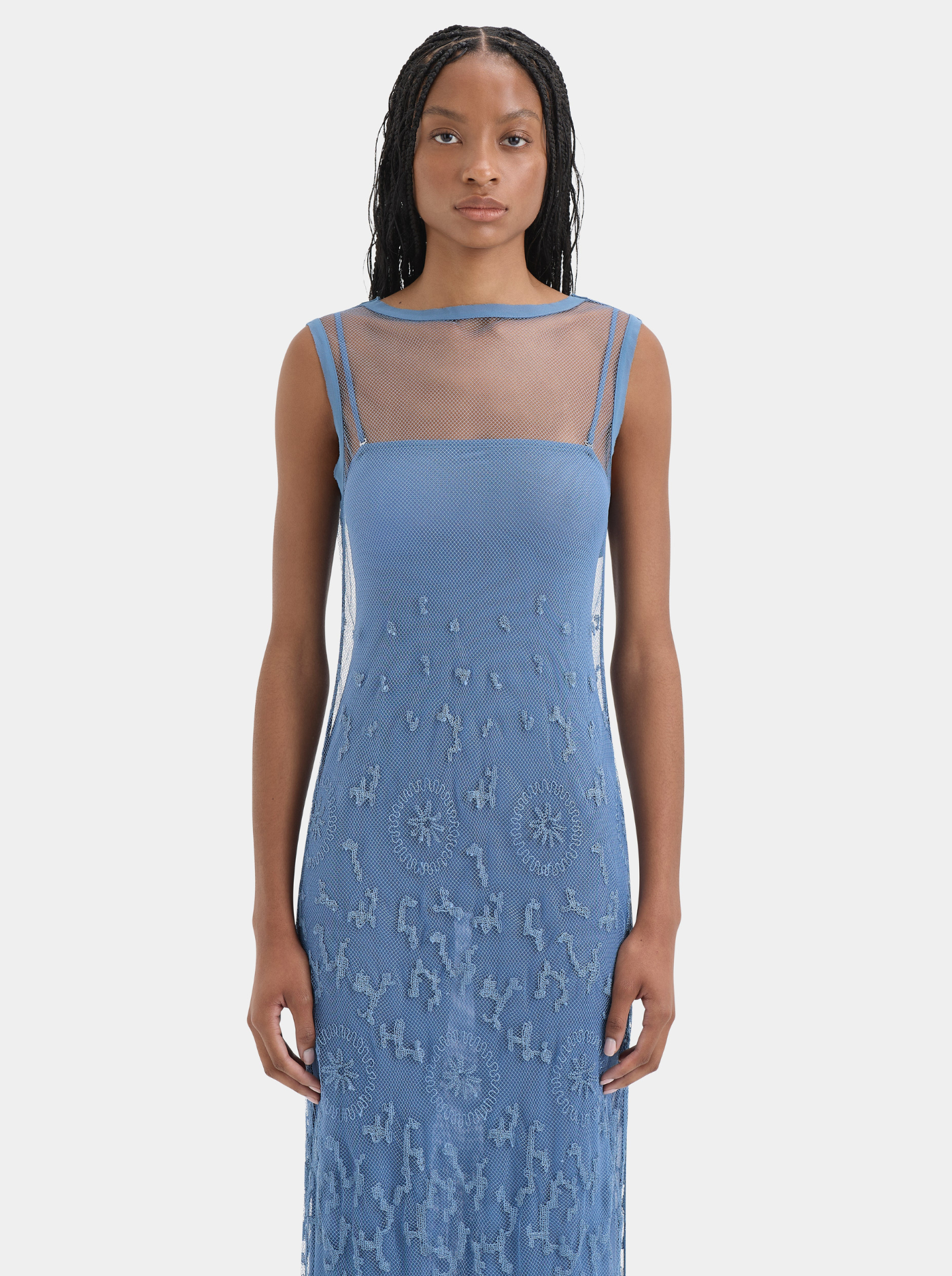 Vestido Maxi Transparente Mujer Bordado Artesanal