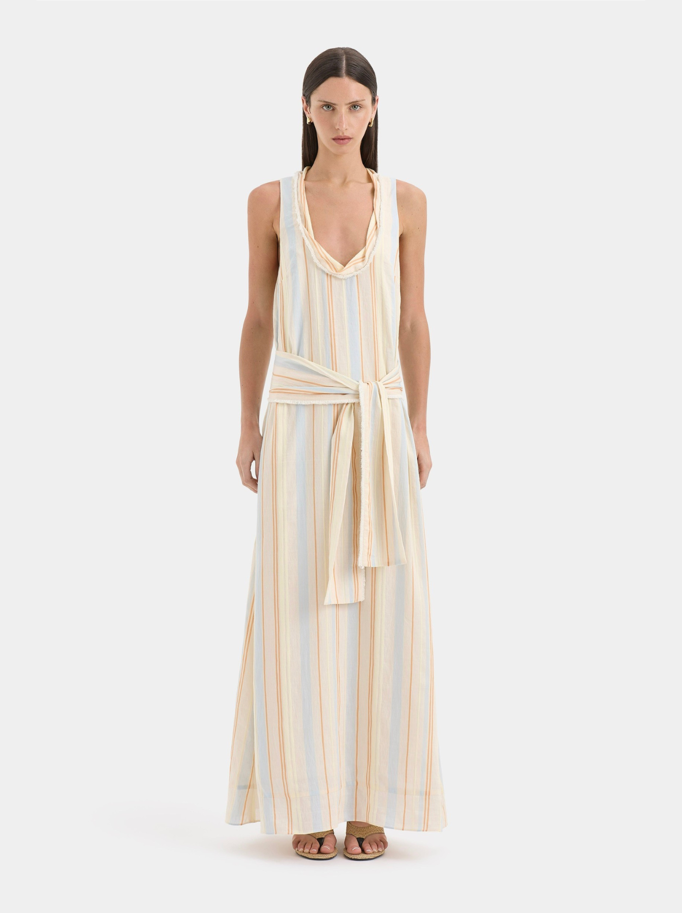 Vestido Largo Versátil Mujer Lino-Viscosa Teñido a Mano