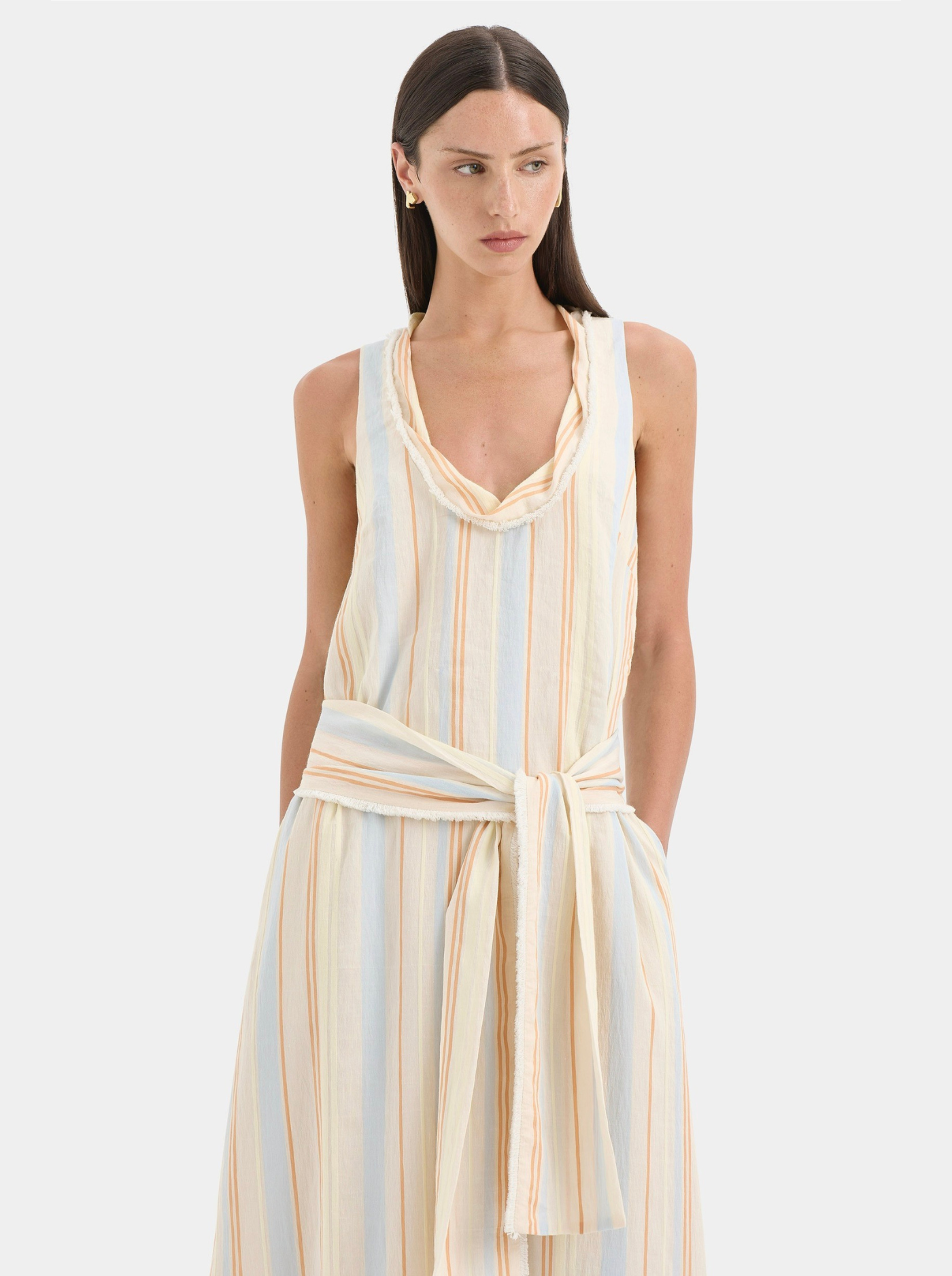 Vestido Largo Versátil Mujer Lino-Viscosa Teñido a Mano