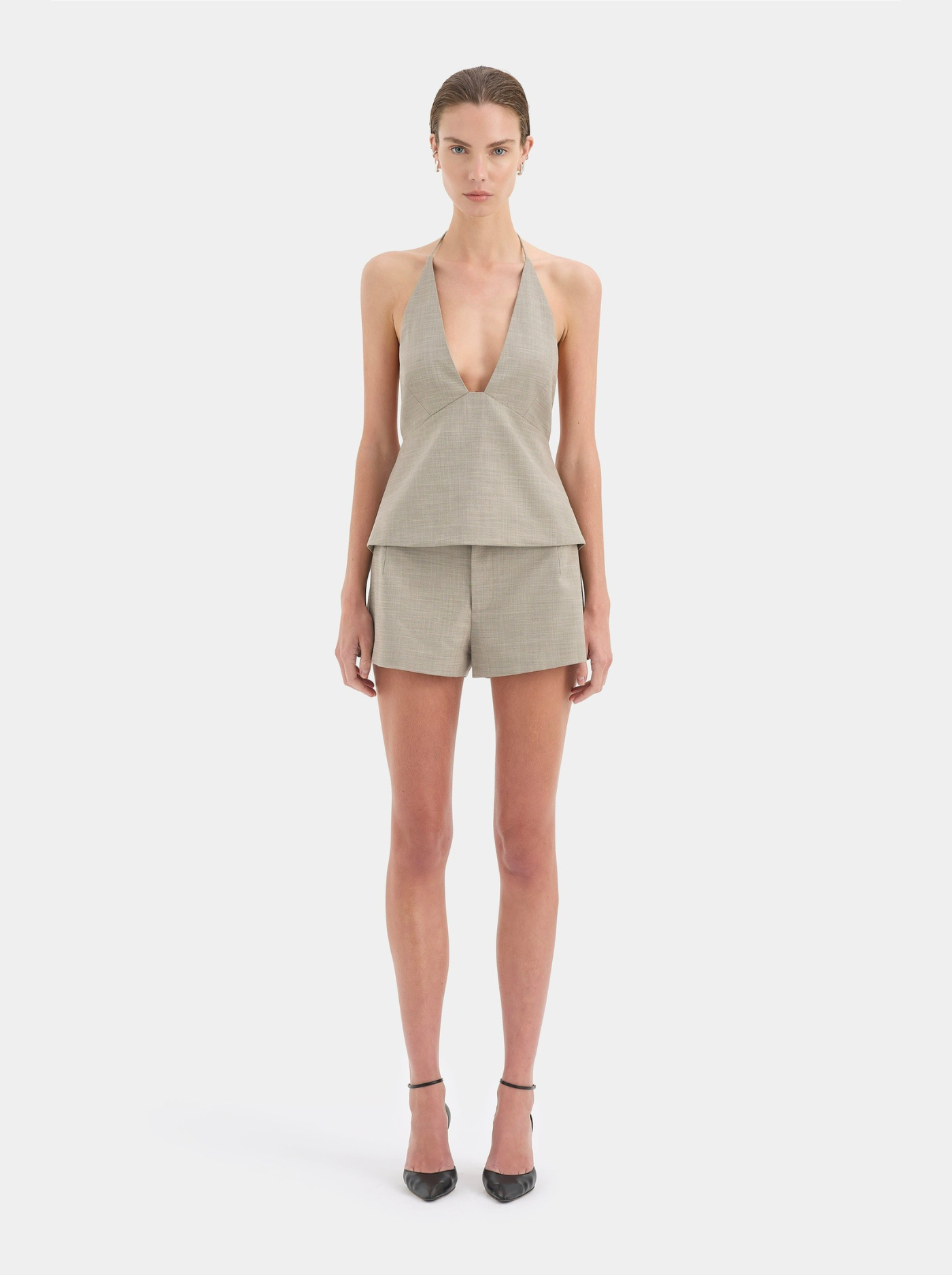 Top Halter Espalda Abierta Mujer Detalles de Resina