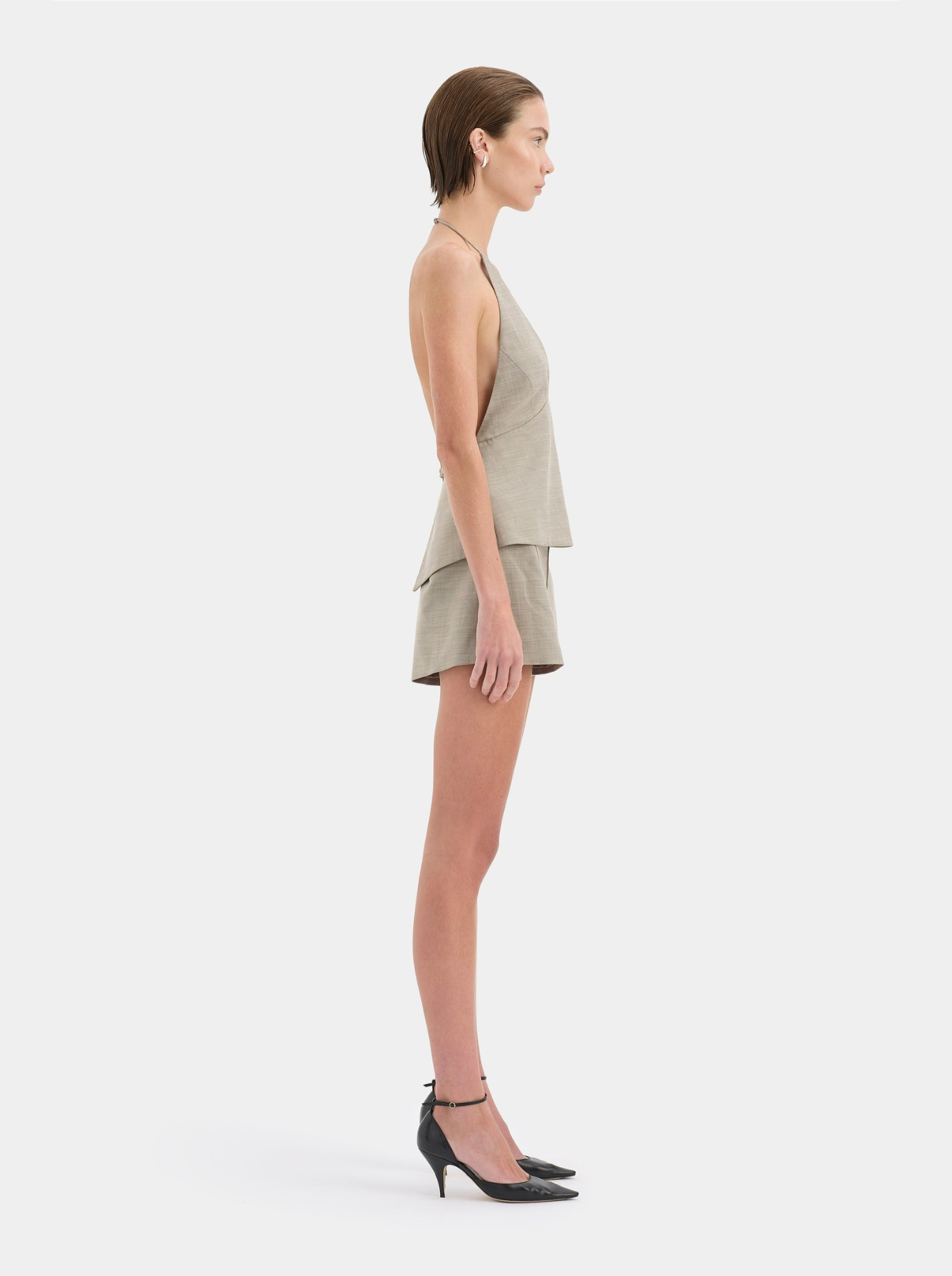 Top Halter Espalda Abierta Mujer Detalles de Resina