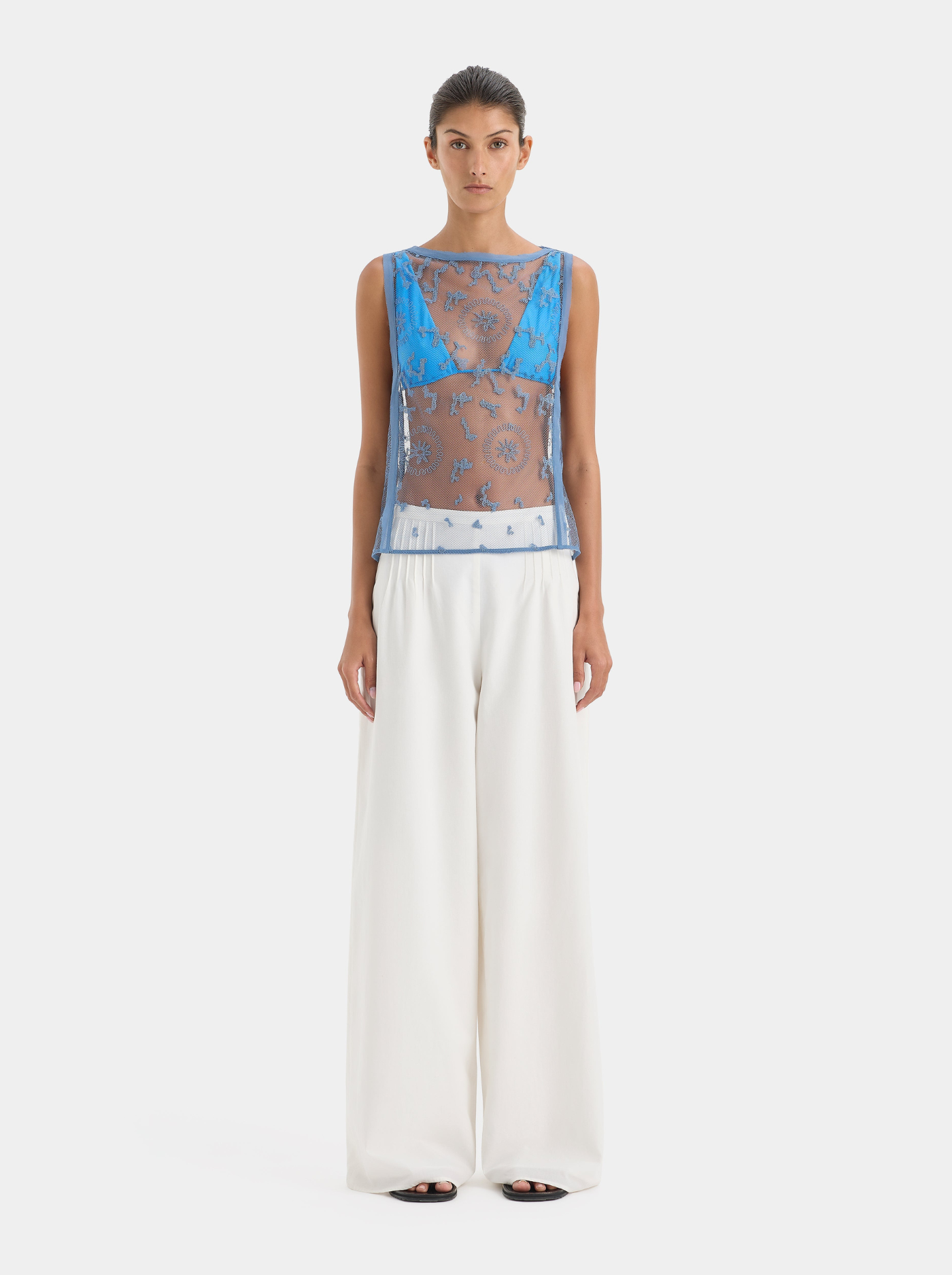 Pantalón Vintage de Lorzas Mujer Cintura Estrecha