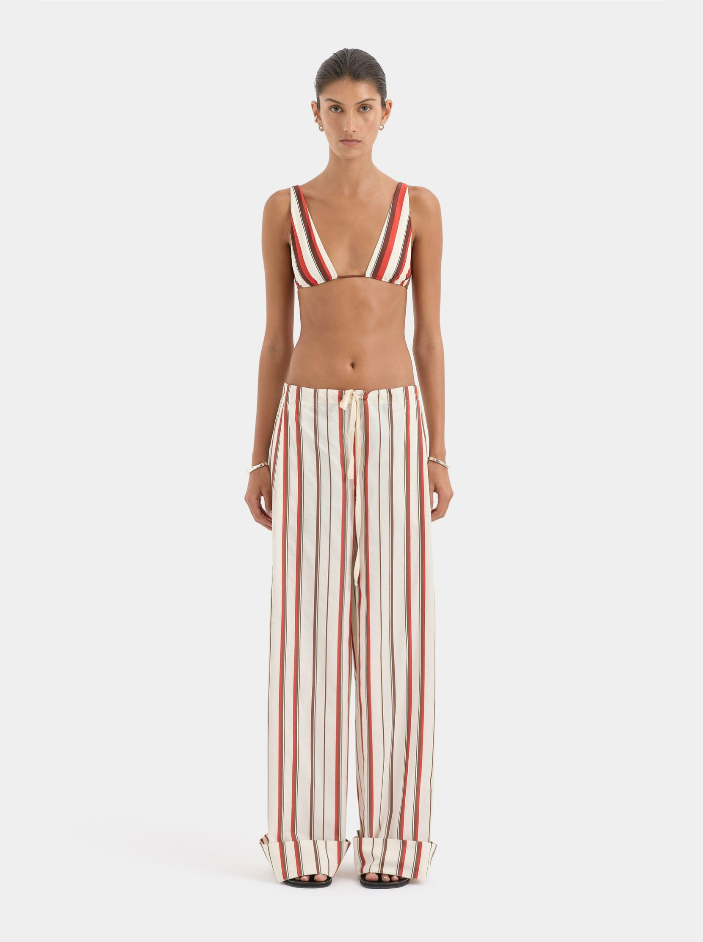 Pantalón Oversize de Rayas Mujer Algodón de Verano