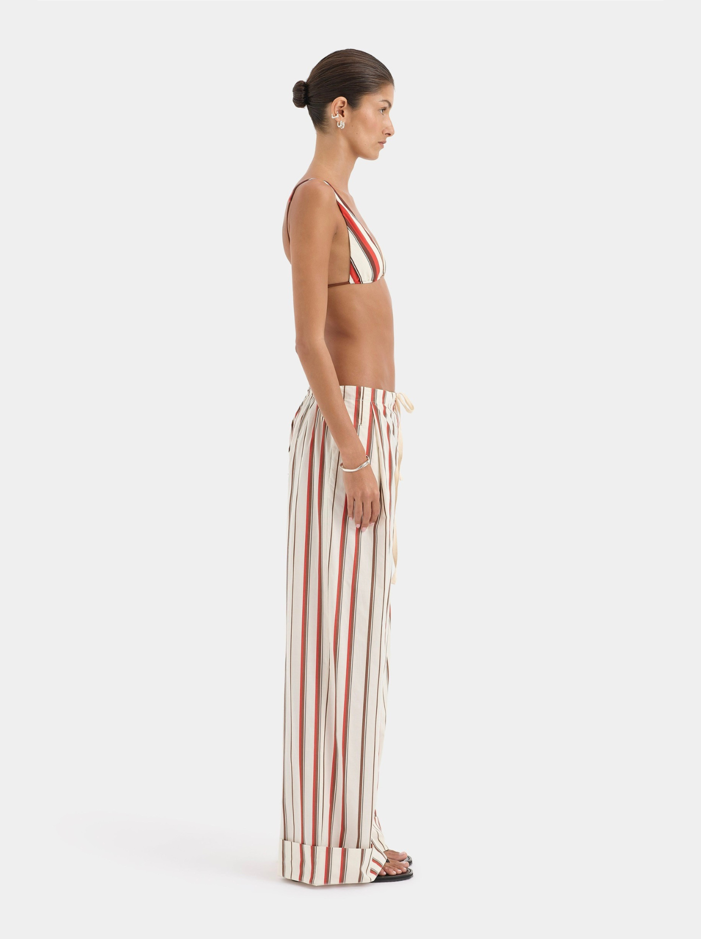Pantalón Oversize de Rayas Mujer Algodón de Verano