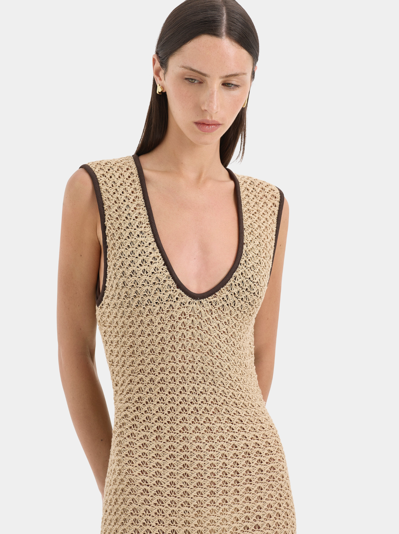 Vestido Midi de Ganchillo Mujer Espalda Abierta