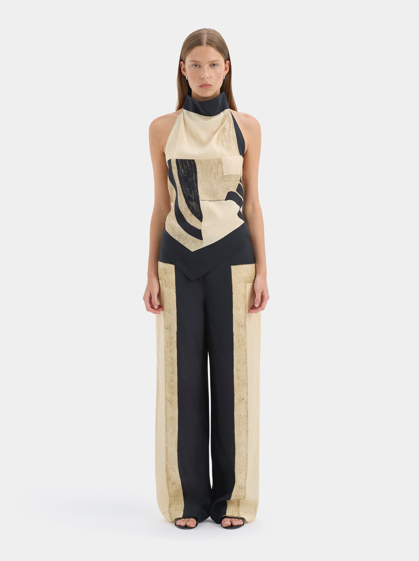 Top Halter de Seda Mujer Bajo Asimétrico