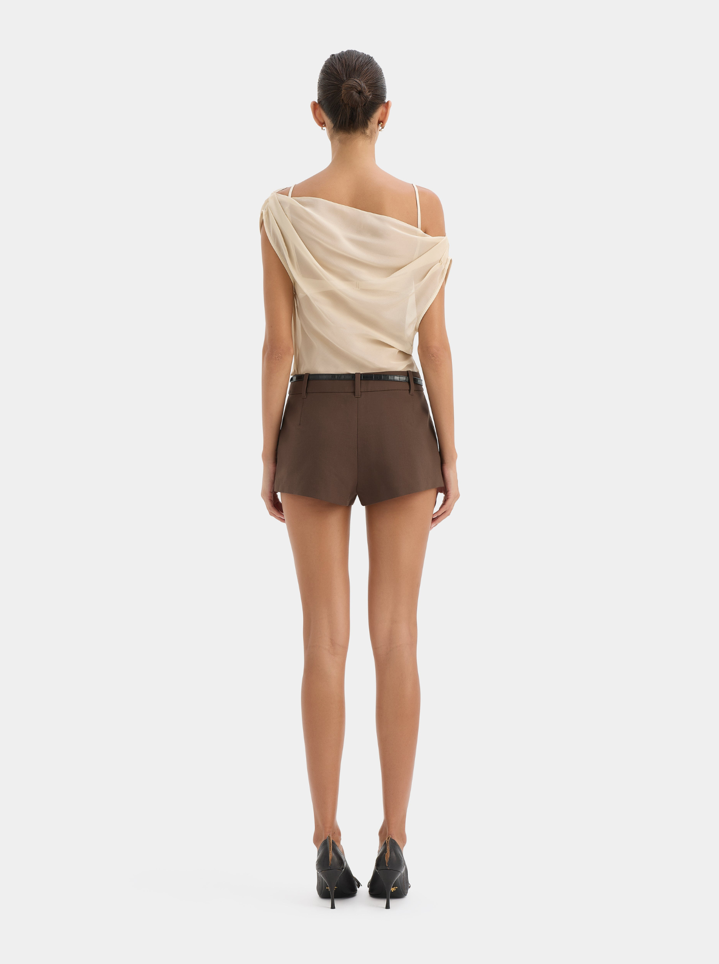 Top Cowl de Chifón Mujer Escote Asimétrico