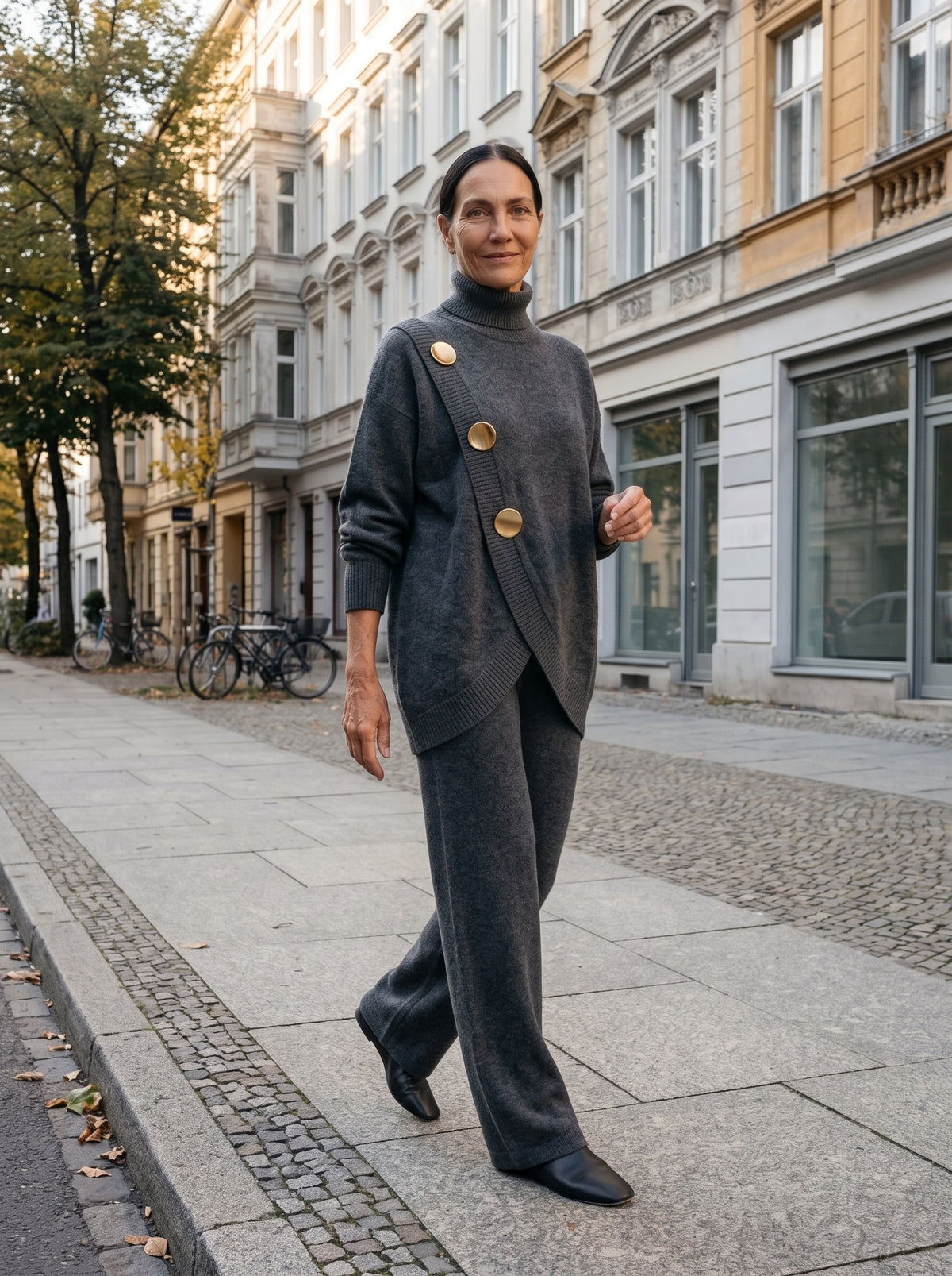 Noa | Conjunto de punto con jersey de cuello alto y pantalón ancho